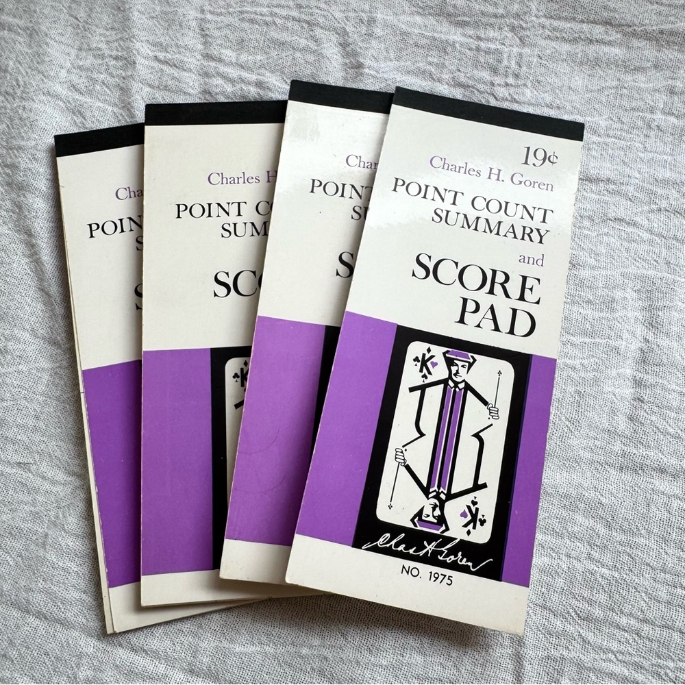 Vintage Charles H. Goren Set of 4 Bridge Score Pads Point Count Booklets